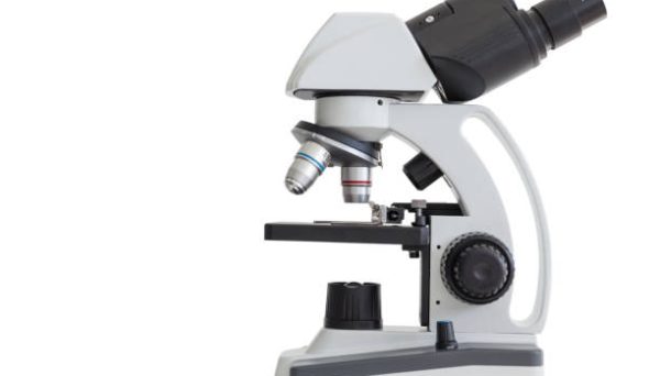 Microscope isolated on white background.